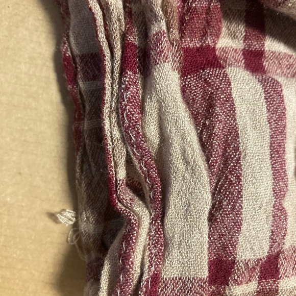 🩵 Cotton Linen Scarf Burgundy & Tan 54 Inch - Picture 5 of 11